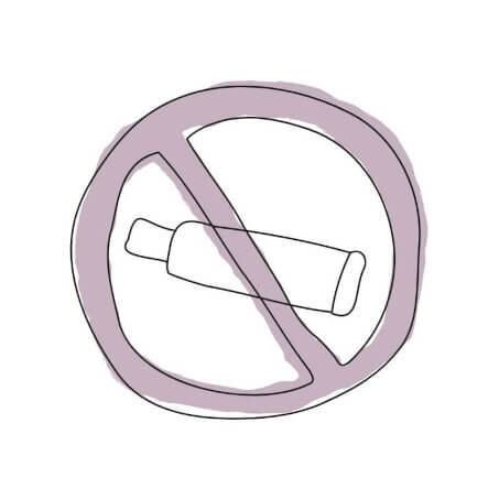 Crossed out illustration of cream bottle