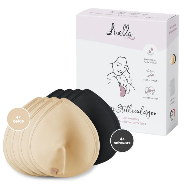 Livella Washable Nursing Pads 8 pcs. beige and black