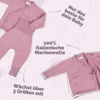 Livella Wickeljacke mit Bundhose aus Merinowolle Alt-Rosa 62 bis 74
