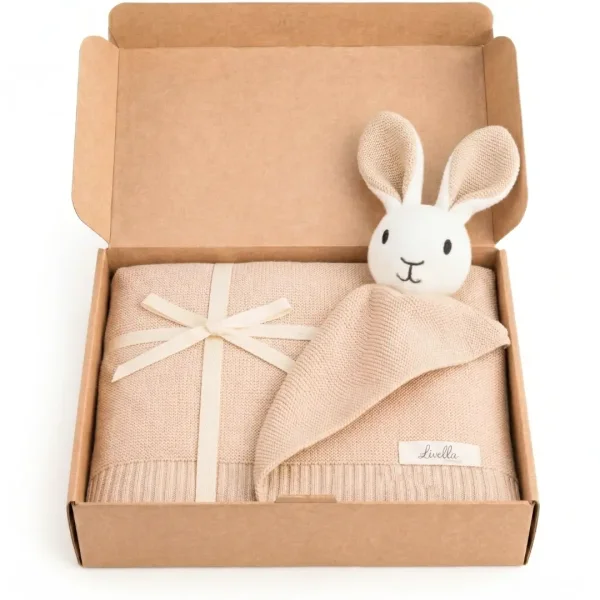 Livella Schmusedecke mit Kuscheltier Hase aus Bio-Baumwolle