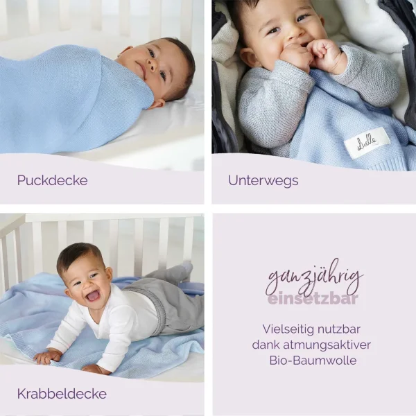 BOLL & BRANCH Babydecke Aus Bio-Baumwolle – Rippstrick, 76x101 Cm, Meliert Haferflocken, Maschinenwaschbar