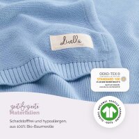 Livella baby blanket 100% organic cotton light blue