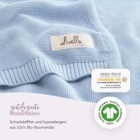 Livella baby blanket 100% organic cotton light blue