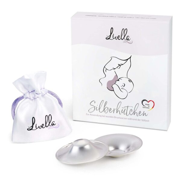 Livella Silver Nursing Cups made of 999 fine silver (2 pieces)